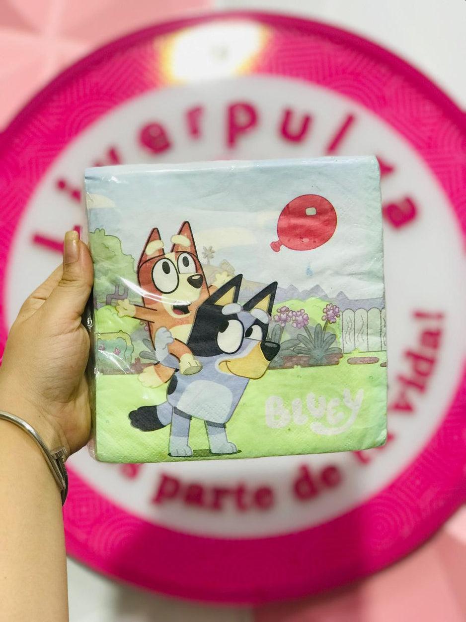 Servilletas De Fiesta Bluey 16 Piezas 2 Capas 32 Cm x 32 Cm