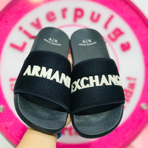 Chancla Slide Armani Exchange Negra Con Blanco Talla 25 Mex