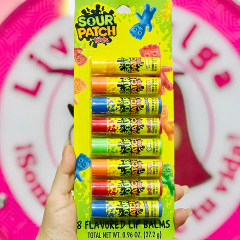 Set De 8 Balsamos Labiales Sour Patch Kids De Sabores