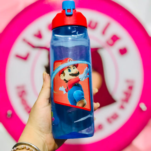 Botella Infantil Mario y Luigi Azul con Tapa Roja Antiderrames