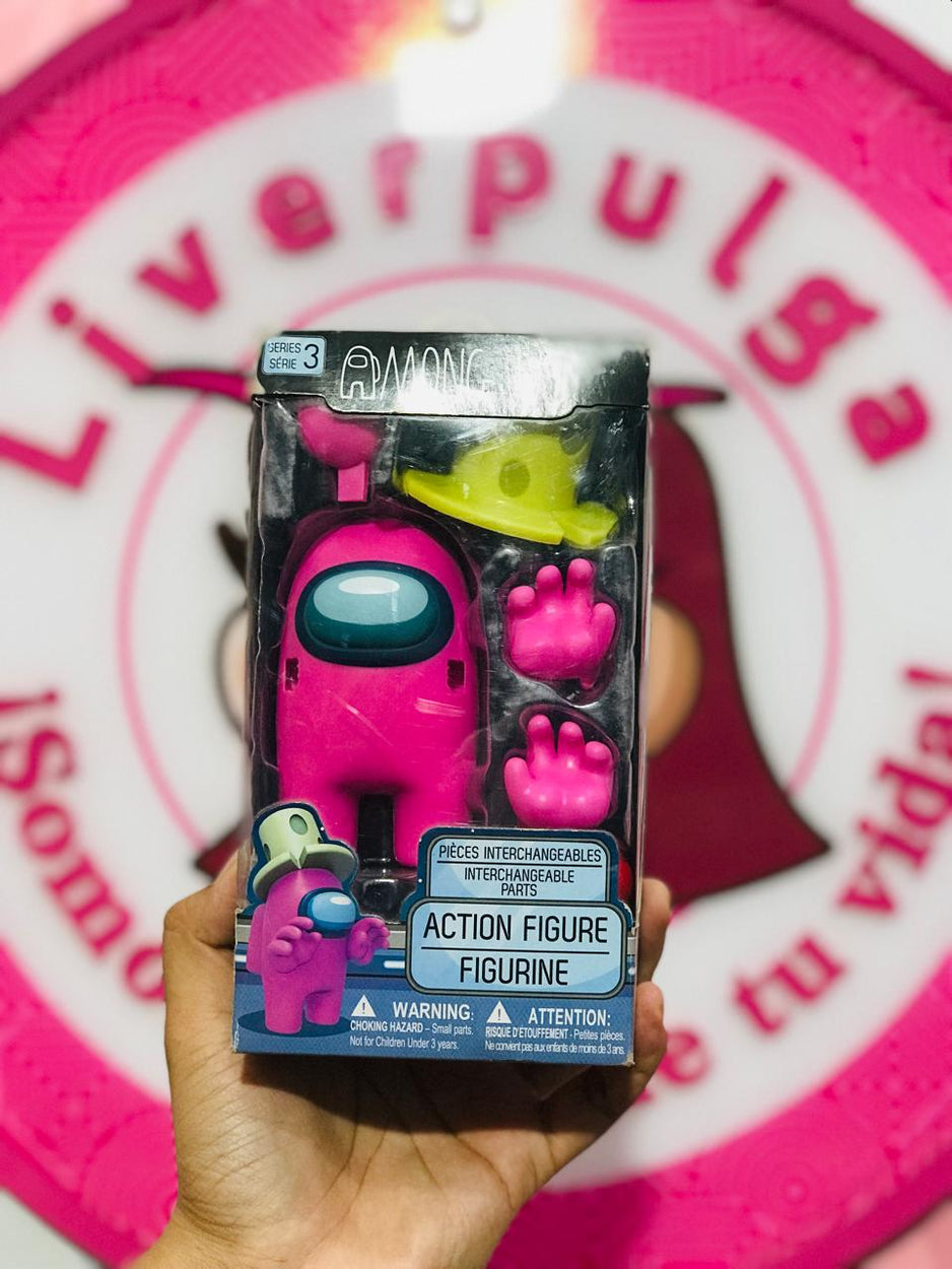 Figura Among Us Rosa Serie 3 💖 Action Figure Original con Accesorios Intercambiables Sombrero + Manitas 🎩👾