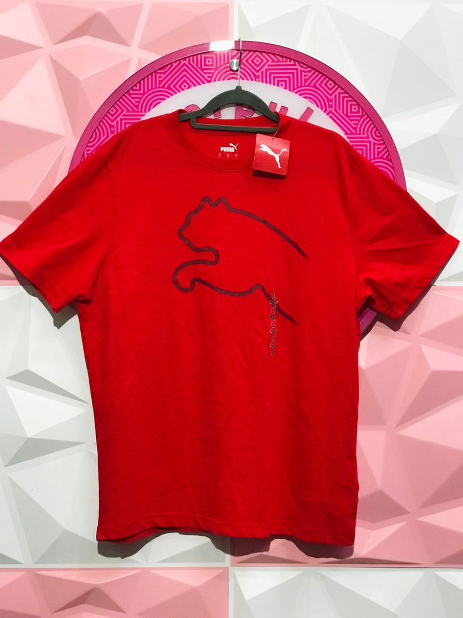 Playera Puma Original Roja Con Logo Puma Gigante Talla L