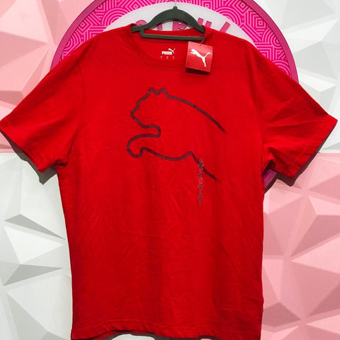 Playera Puma Original Roja Con Logo Puma Gigante Talla L