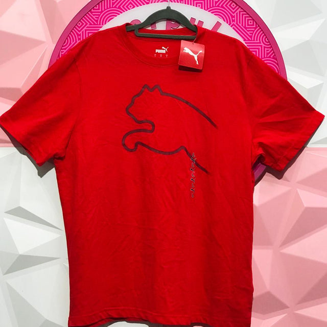 Playera Puma Original Roja Con Logo Puma Gigante Talla L