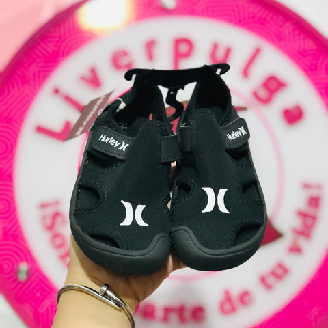 Huarachitos Para Bebe Hurley Color Negro Con Velcro Talla 16 Mex