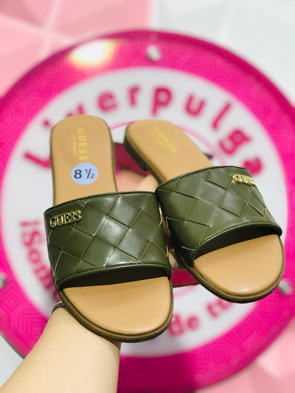 Sandalia Guess Verde Olivo Trenzada Talla 25.5 Mex 8.5 USA