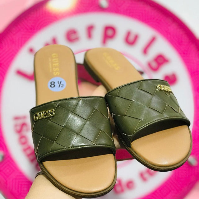 Sandalia Guess Verde Olivo Trenzada Talla 25.5 Mex 8.5 USA