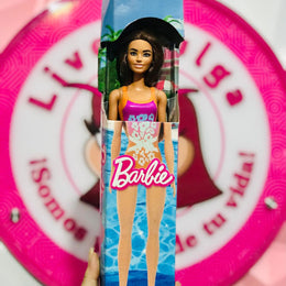 Muñeca Barbie Traje de Baño Naranja Con Flores Original Mattel