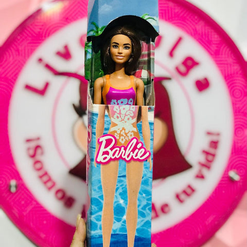 Muñeca Barbie Traje de Baño Naranja Con Flores Original Mattel