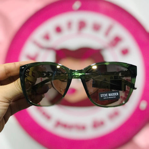 Lentes Steve Madden Cat Eye Verde Traslúcido – Protección UV