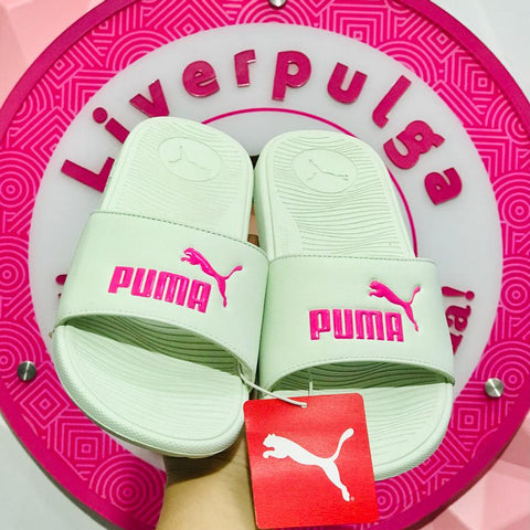 Chancla Slide Puma Blanca Con Rosa Fucsia Talla 24 Mex