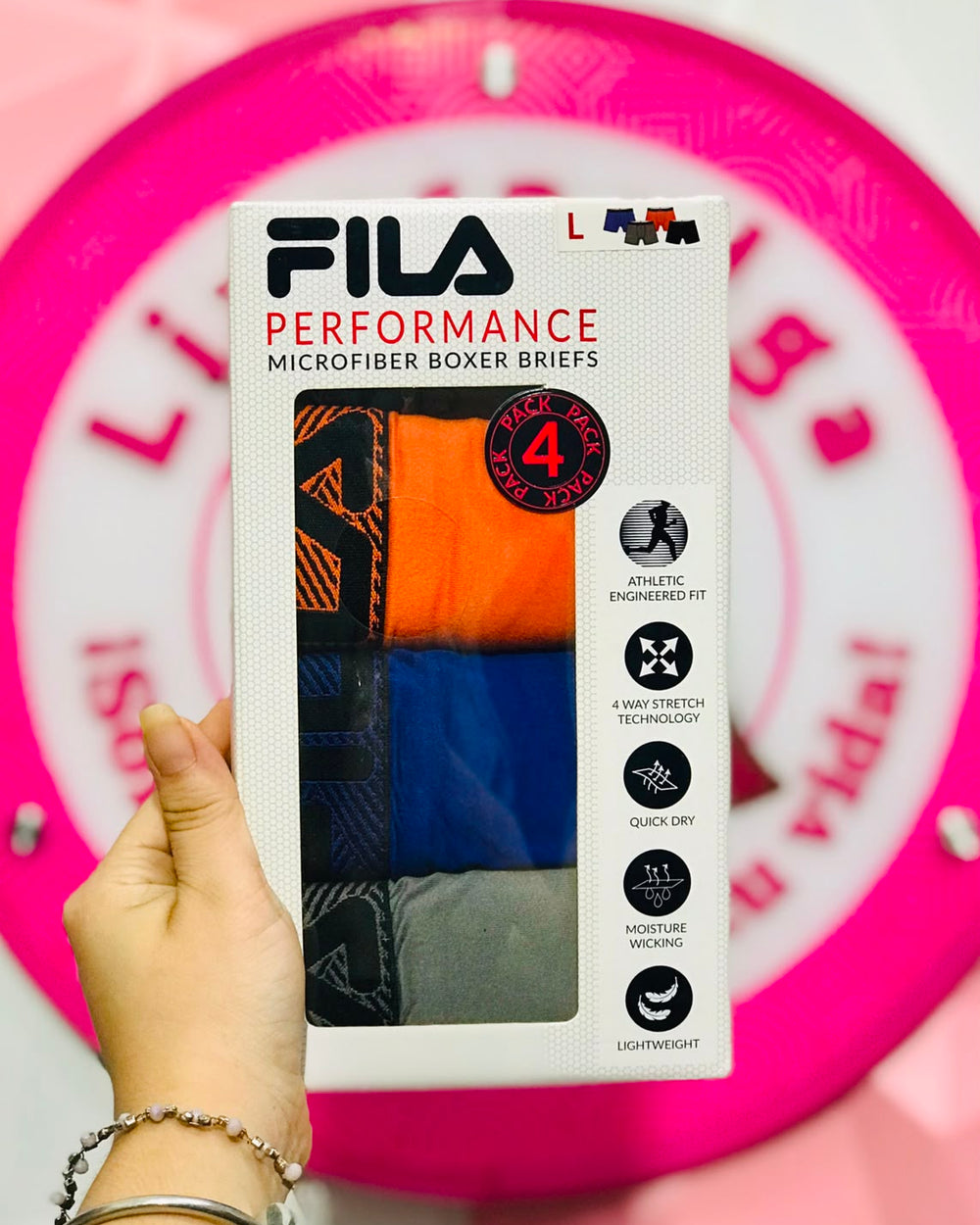 🩲🔥💙🧡🖤 Paquete De 4 Boxer Briefs Fila Performance Microfiber Talla L Naranja Azul Negro Gris 🖤🧡💙🔥🩲.