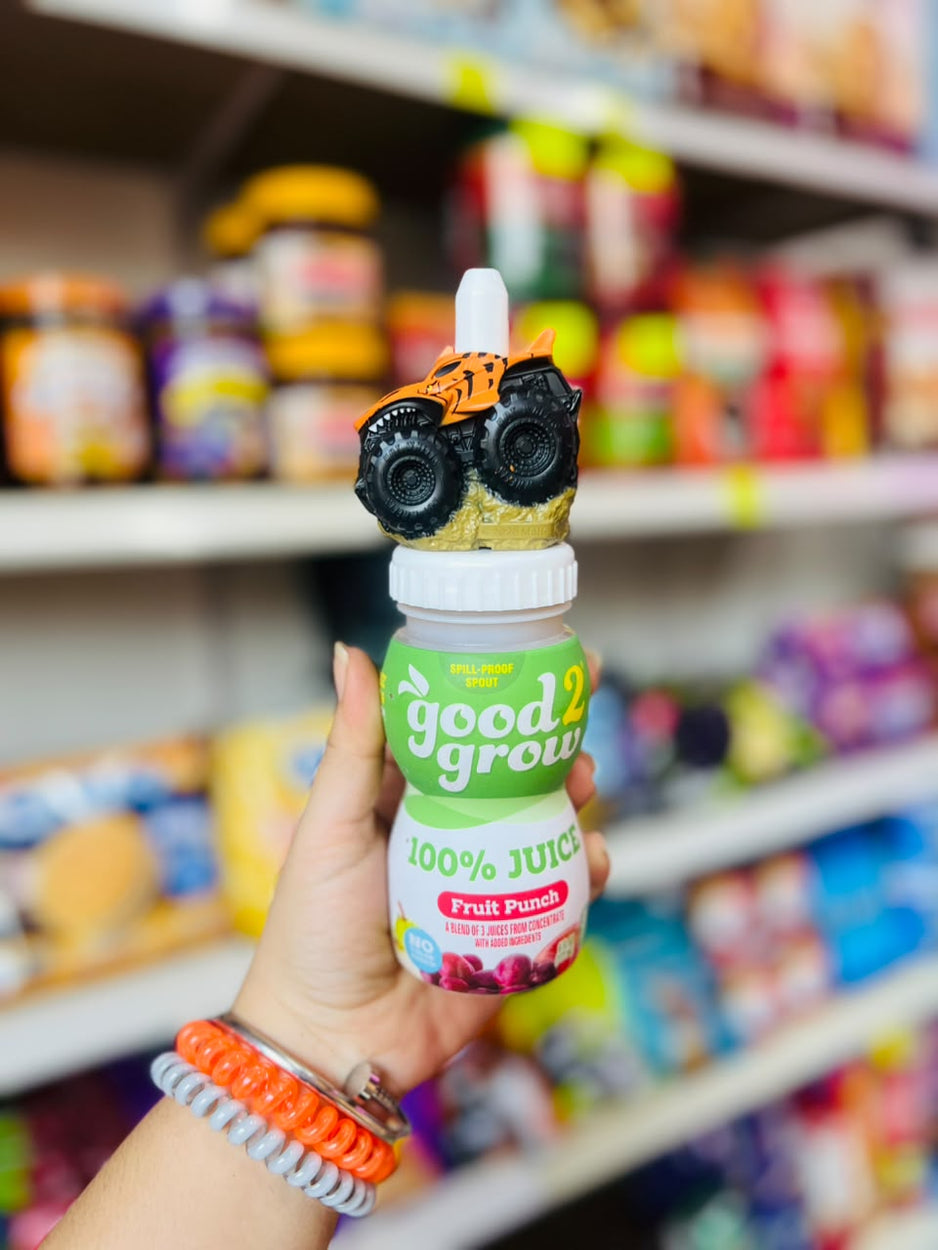 🧃 Juguito Good2Grow 100 por ciento Juice Fruit Punch con Tapita Monster Truck Tiger Shark Naranja 177ml 🧃.