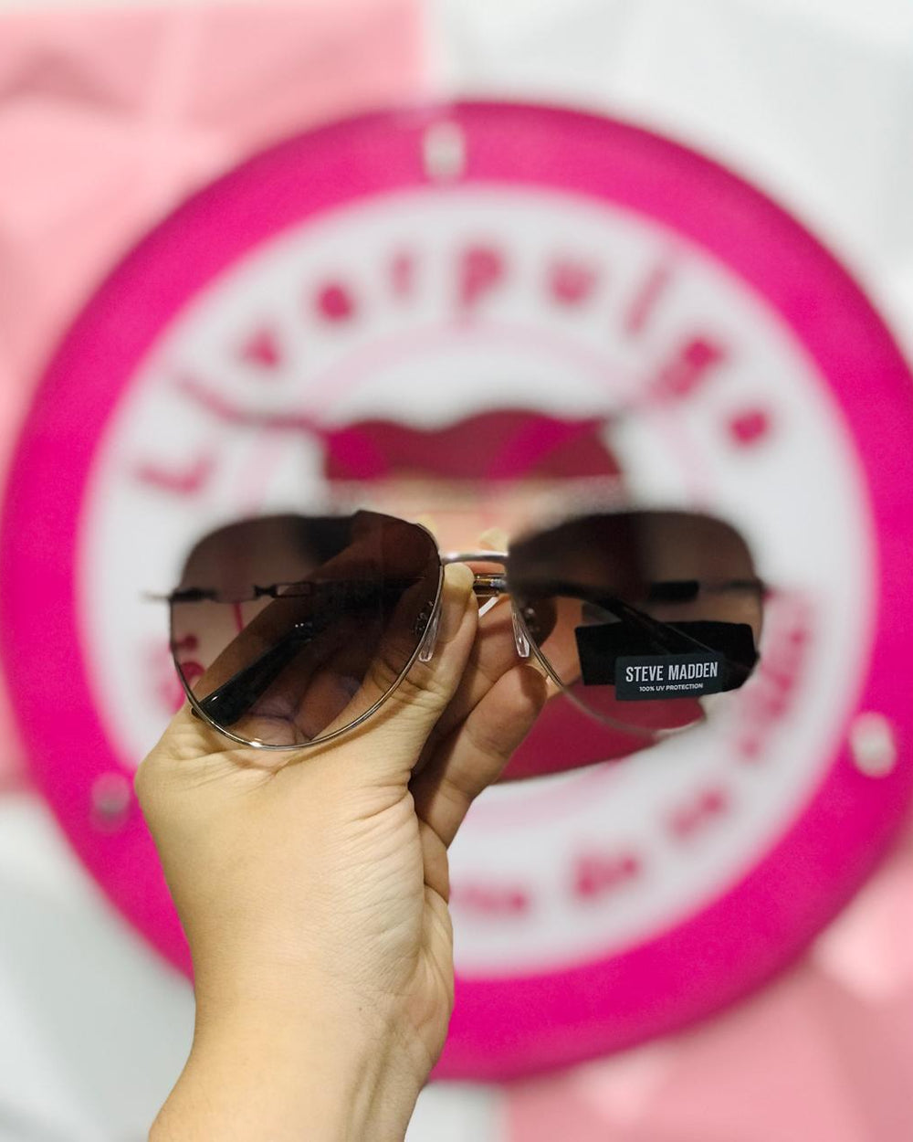 🖤 Lentes Steve Madden Originales Aviador Plateados Mica Café Degradada + Varilla Cadena + Protección UV + Estuche Negro 😎✨.