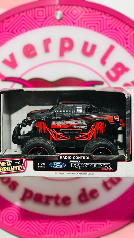 Camioneta Ford F150 Raptor RC Original New Bright 🚨 Escala 1:24 Control Remoto Full Function 2.4 GHz Turbo Boost Llantas Monster Truck Negro con Rojo 🏁💥