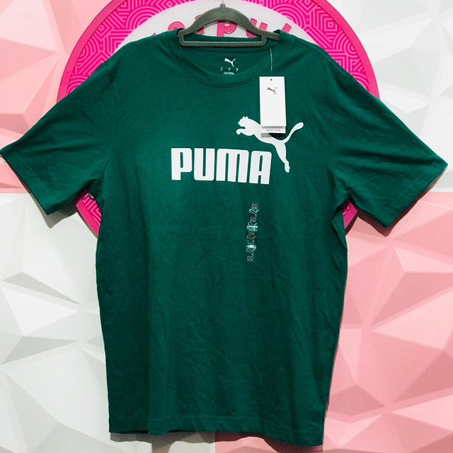 Playera Puma Original Verde Esmeralda Logo Grande Talla M