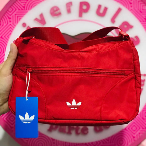 Bolsa Adidas Originals Hobo Roja Con Trebol Blanco