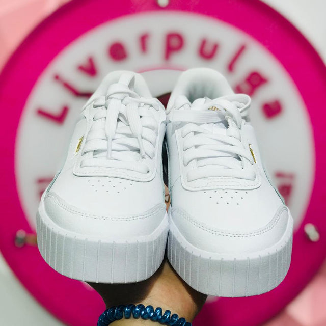 Tenis Puma Carina Lift Blanco Con Dorado Talla 22 Mex