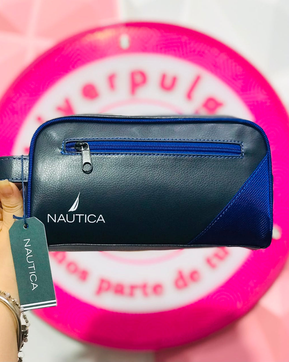 💙⚓️🖤🧳✨ Neceser Para Caballero Nautica Original Azul Marino Con Detalles En Azul Rey Y Logo Blanco Dopp Kit Con Asa ✨🧳🖤⚓️💙.