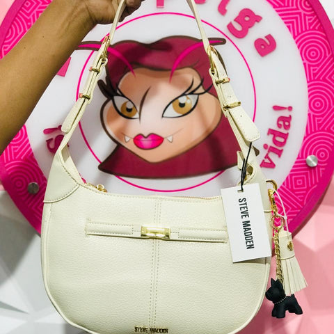 Bolsa Steve Madden Hobo Hueso Con Llavero Perrito