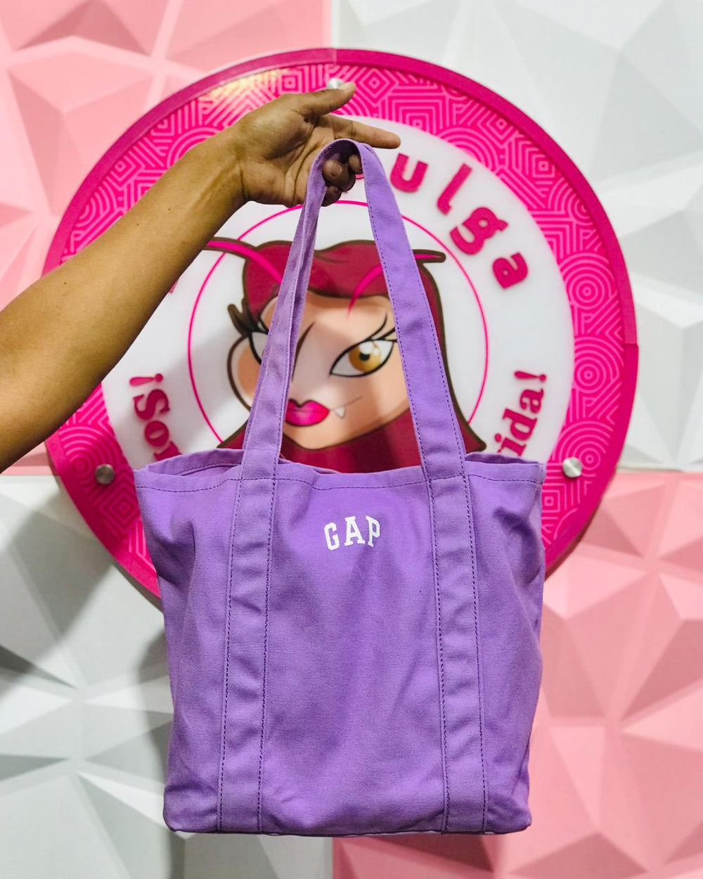 Bolsa Tote Gap Lila Grande De Tela