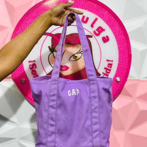 Bolsa Tote Gap Lila Grande De Tela
