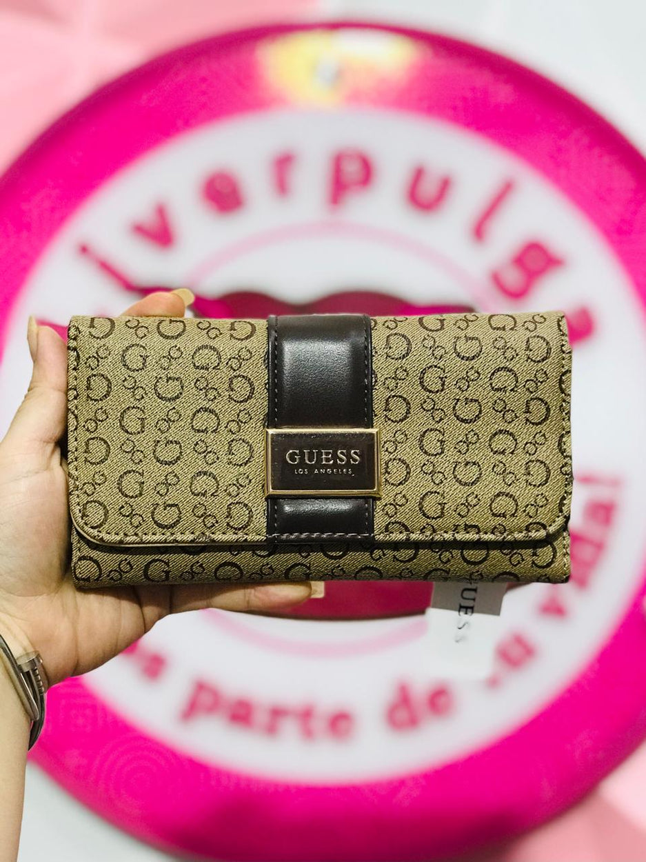 🥰Cartera Larga Guess Los Angeles Beige Monogram Clásica 🤎✨👜