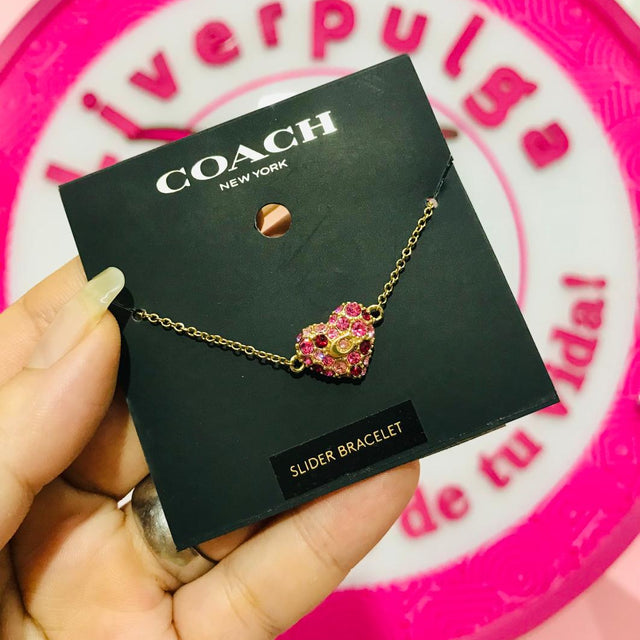 Pulsera Coach New York Slider Bracelet Corazón Rosa