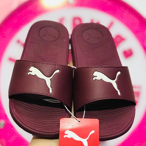 Chancla Slide Puma Vino Con Blanco Talla 24 Mex